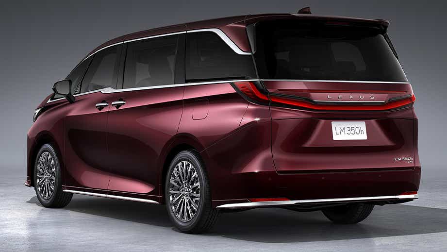 rear three-quarter of a Sonic Agate Lexus LM