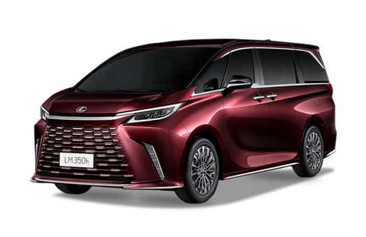 front three-quarter view of a Sonic Agate Lexus LM