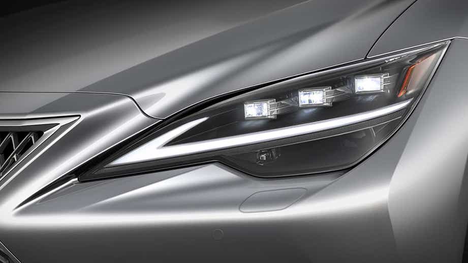 Headlight close-up of a Lexus LS