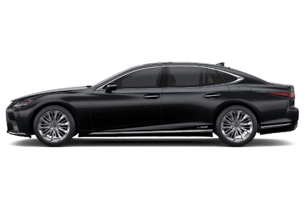 side profile of a Graphite Black Glass Flake Lexus LS