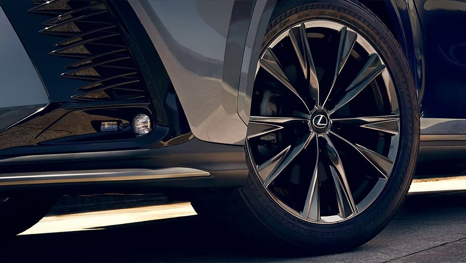 Front wheel close-up of a Lexus NX