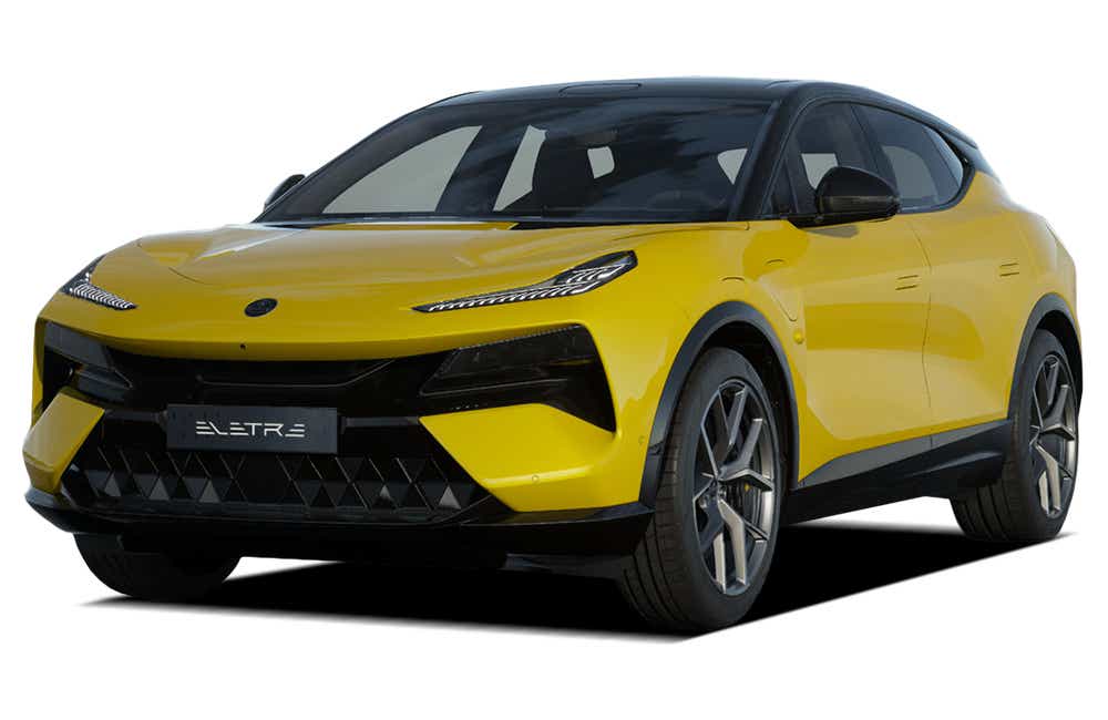 front three-quarter view of a Solar Yellow Lotus Eletre