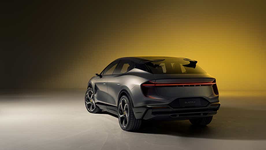 rear three-quarter view of a Lotus Eletre