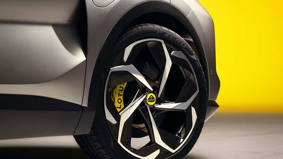 rear wheel close-up of a Lotus Eletre
