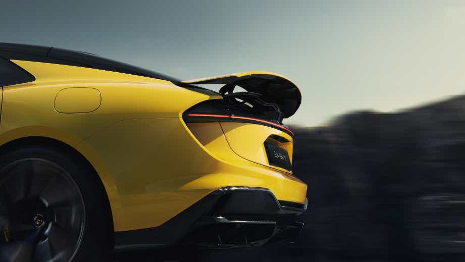 Rear three-quarter view of a Lotus Emeya