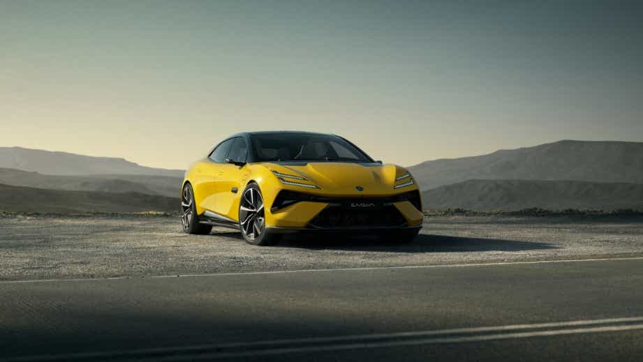 Front three-quarter view of a Solar Yellow Lotus Emeya