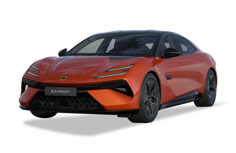 front three-quarter view of a Fireglow Orange Lotus Emeya