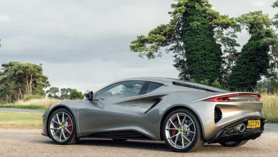 rear three-quarter of a Lotus Emira