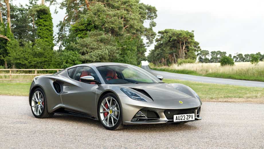 front three-quarter view of a Lotus Emira