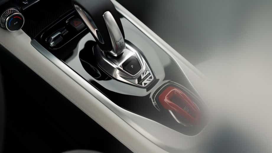 Gear selector console of a Lotus Emira