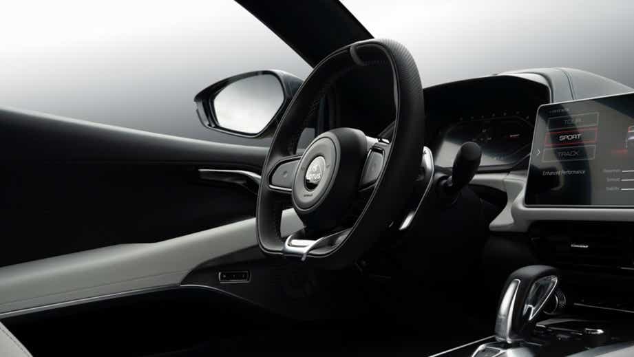 Interior dashboard view of a Lotus Emira