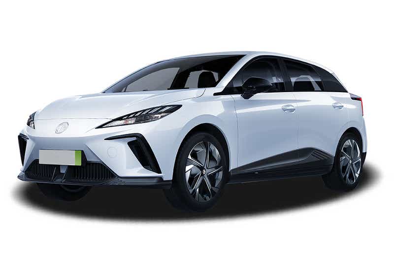 front three-quarter view of a Candy White MG 4 EV