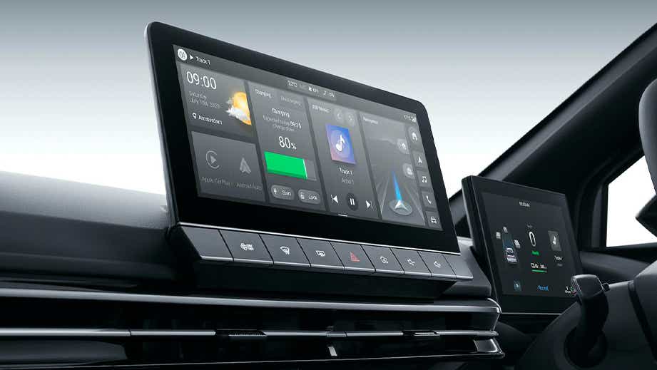 interior dashboard and infotainment display of a MG 4 EV