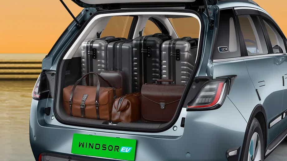 rear luggage compartment view of a MG Windsor EV