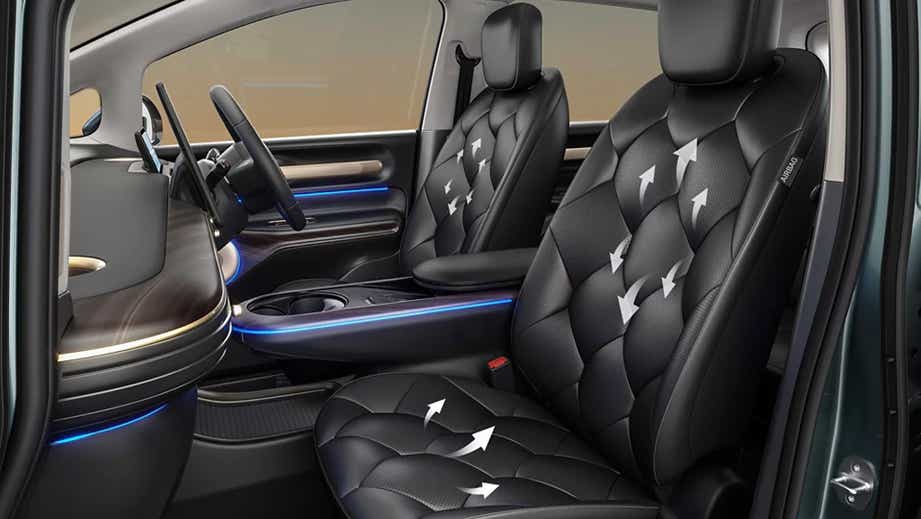 Interior front seats view of a MG Windsor EV