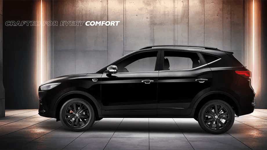 side profile of a Starry Black MG Astor