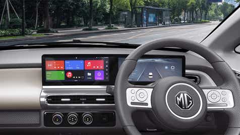 interior dashboard view of a MG Comet EV