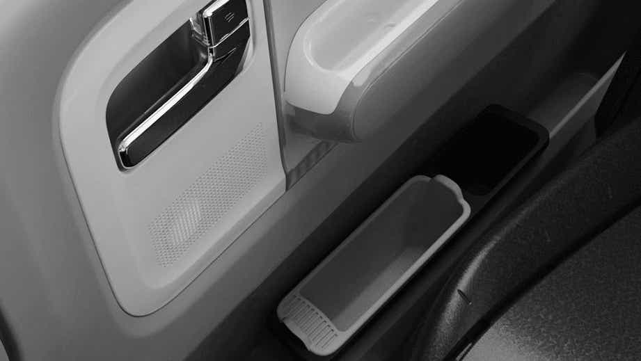 Front door panel detail of a MG Comet EV