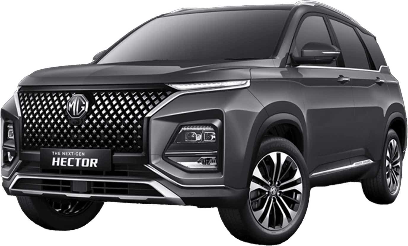 front three-quarter view of a Havana Grey MG Hector