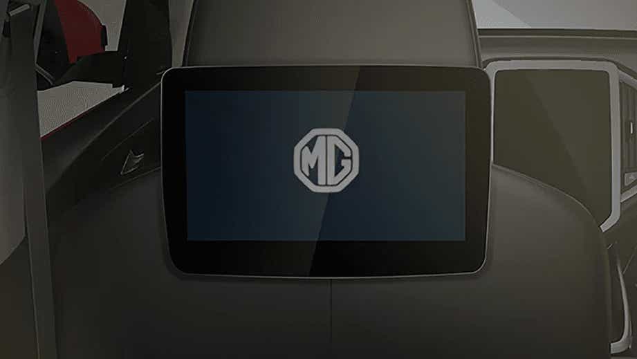 Rear seat entertainment screen of a MG Hector Plus