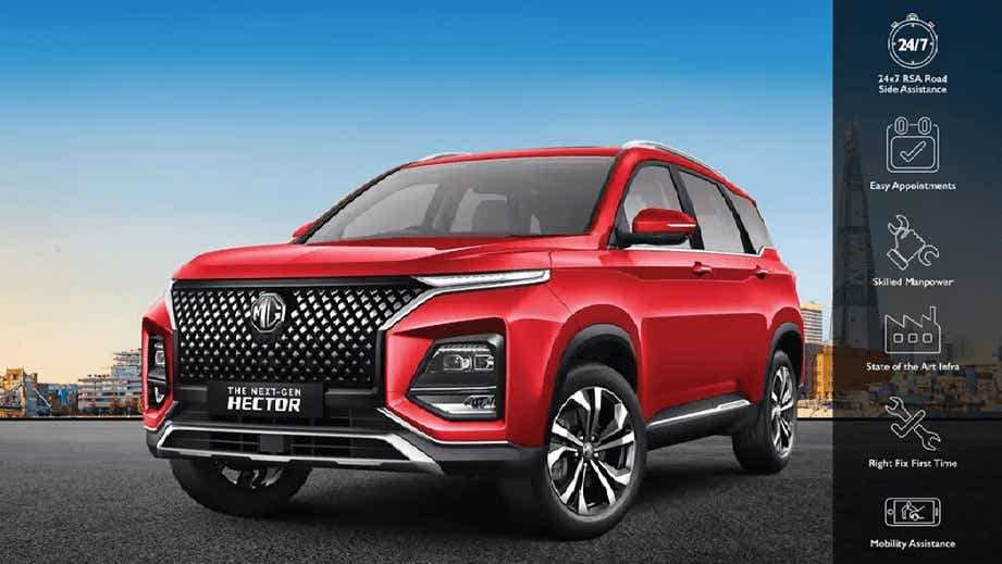 Front three-quarter view of a MG Hector