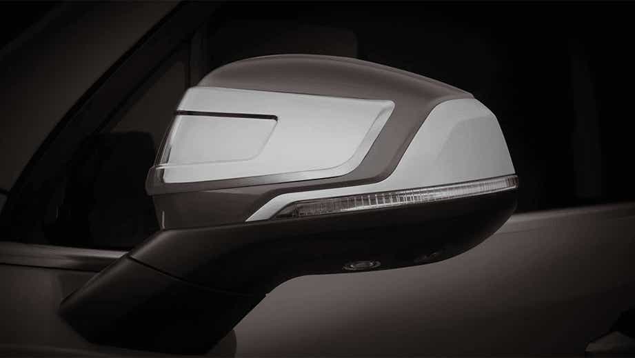 Side mirror close-up of a MG Gloster