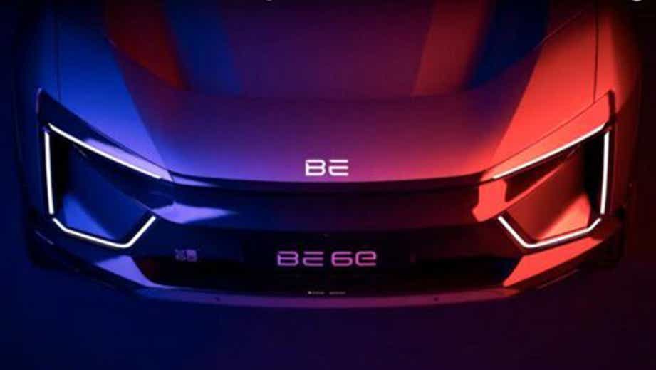 front grille and headlight close-up of a Mahindra BE 6