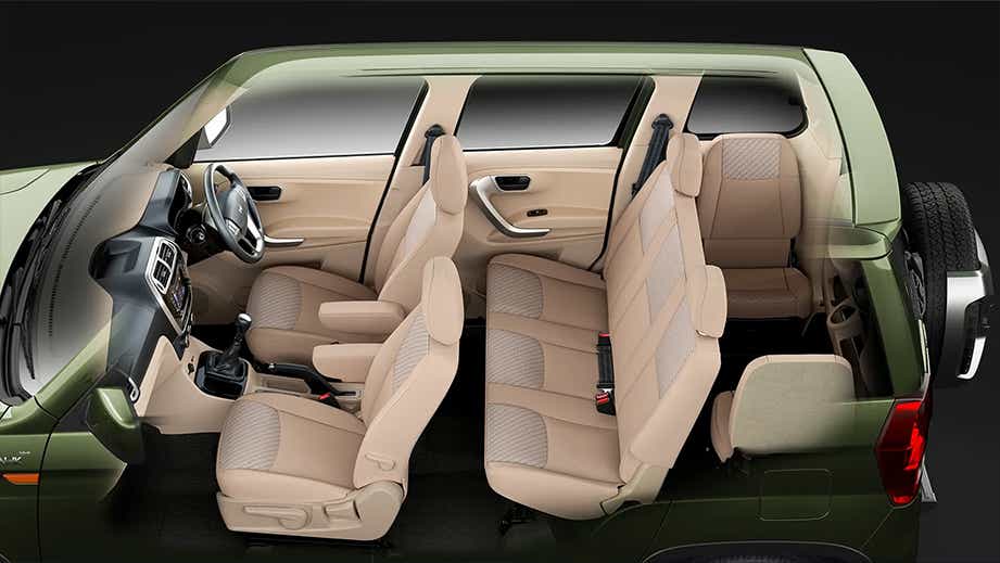 interior seating layout of a Mahindra Bolero Neo Plus