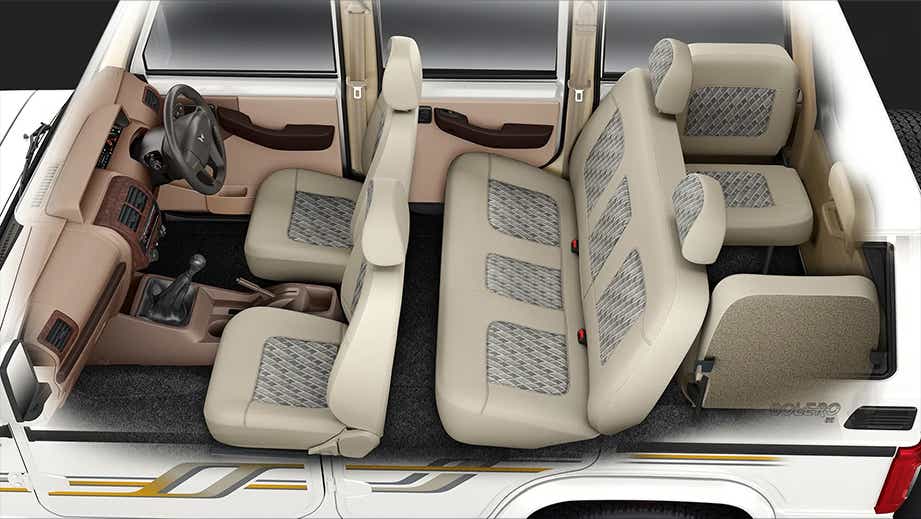 interior seating view of a Mahindra Bolero