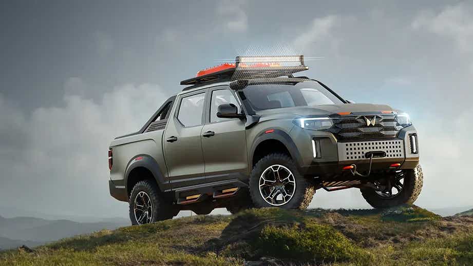 front three-quarter view of a Mahindra Global Pik Up