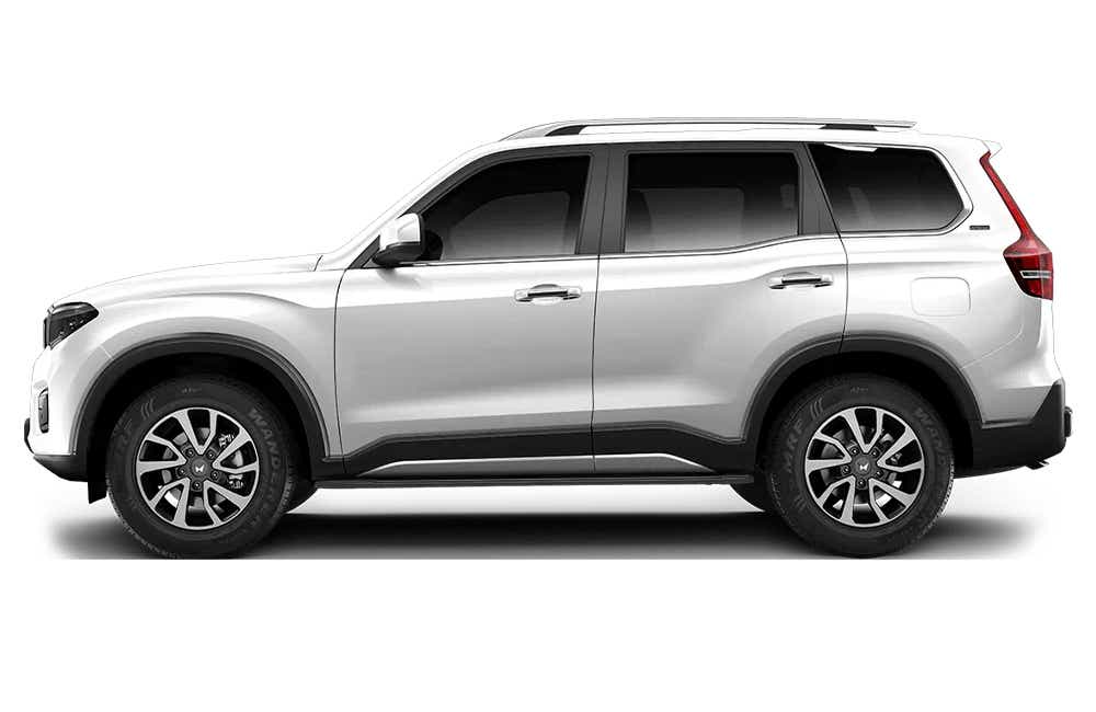 side view of a Everest White Mahindra Scorpio-N