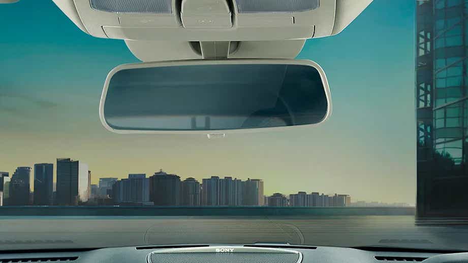 interior rear-view mirror of a Mahindra Scorpio-N