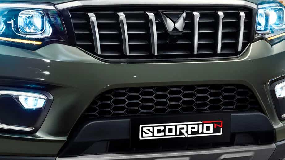 front grille and headlights of a Mahindra Scorpio-N