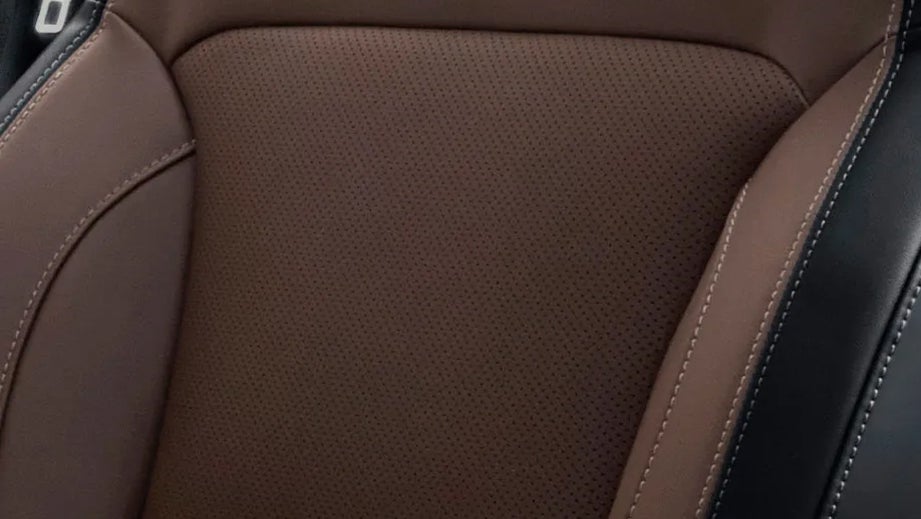 close-up of seat upholstery in a Mahindra Scorpio-N