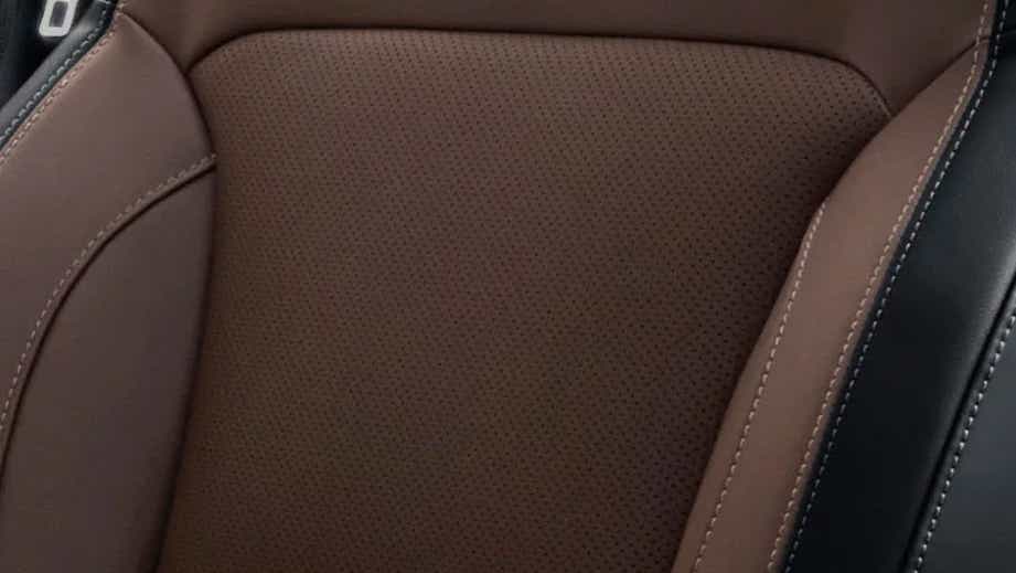 close-up of seat upholstery in a Mahindra Scorpio-N