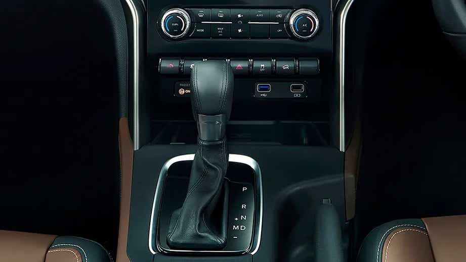 Gear lever and center console of a Mahindra Scorpio-N