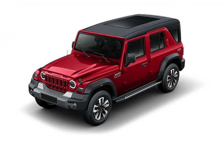 front three-quarter view of a Mahindra Thar ROXX