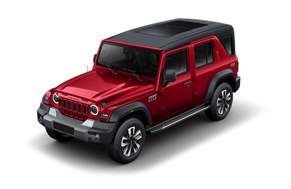front three-quarter view of a Mahindra Thar ROXX