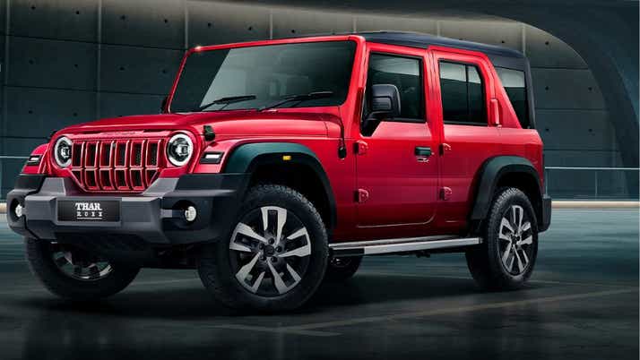 front three-quarter of a Mahindra Thar ROXX