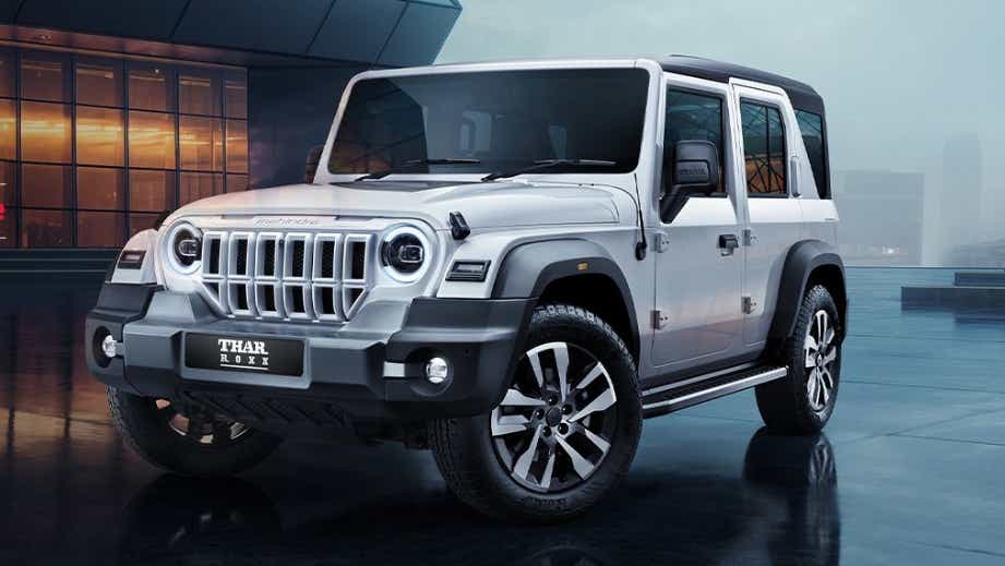 front three-quarter of a Mahindra Thar ROXX