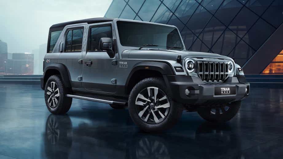 front three-quarter of a Mahindra Thar ROXX