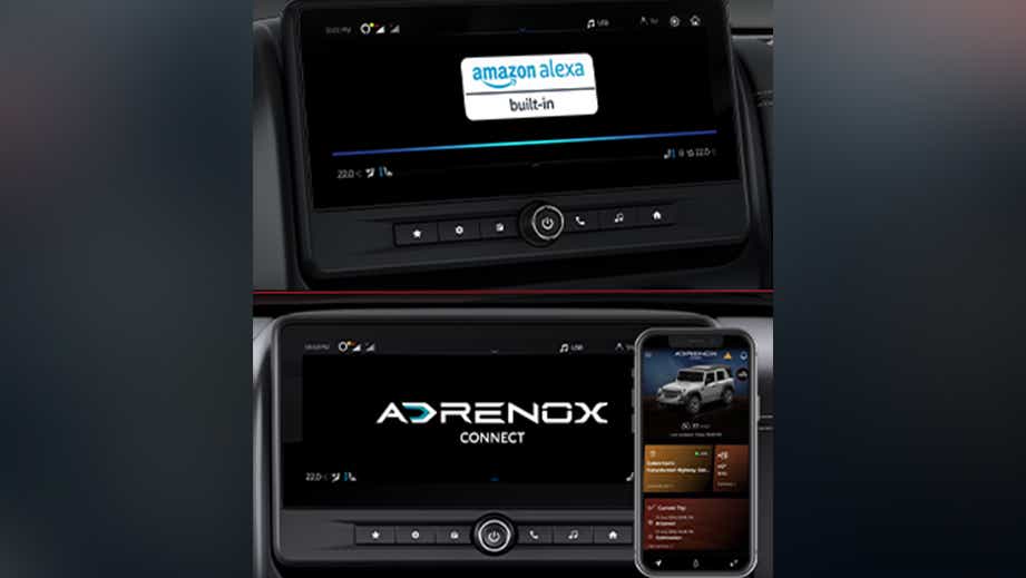 Infotainment system close-up of a Mahindra Thar ROXX