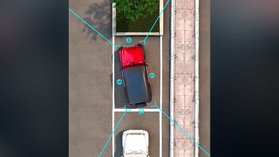 top view of a Mahindra Thar ROXX in a parking spot