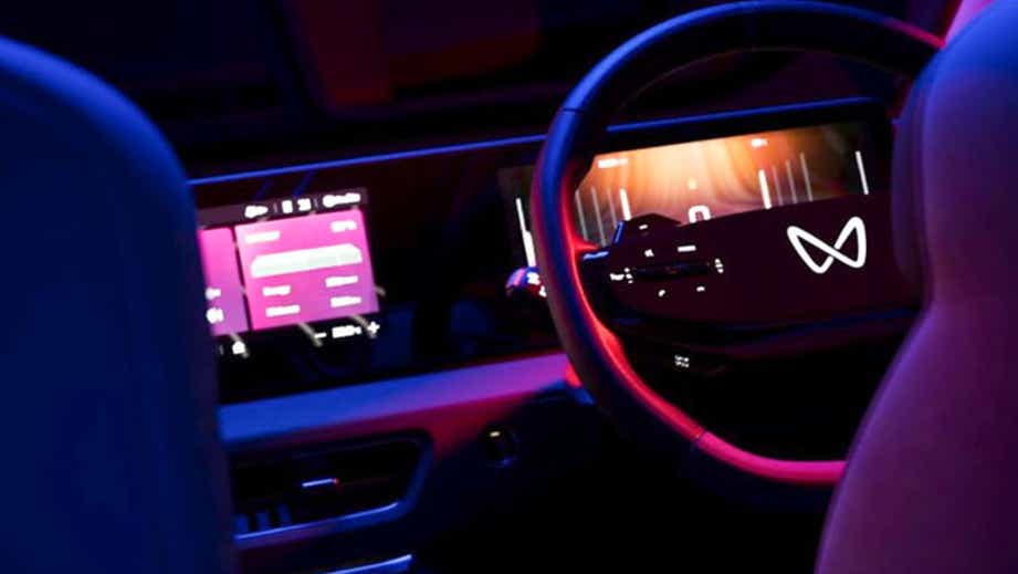 interior dashboard and steering wheel of a Mahindra XEV 9E