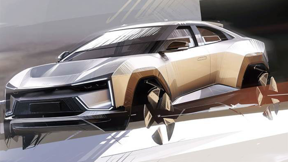 Mahindra XEV 9E Left Diagonal View Sketch