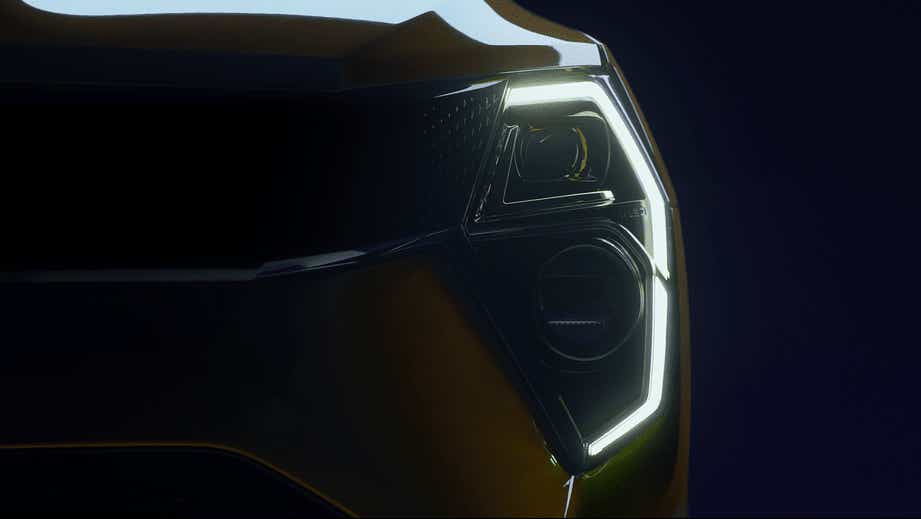 Headlight close-up of a Mahindra XUV 3XO