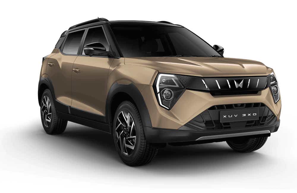 front three-quarter view of a Mahindra XUV 3XO