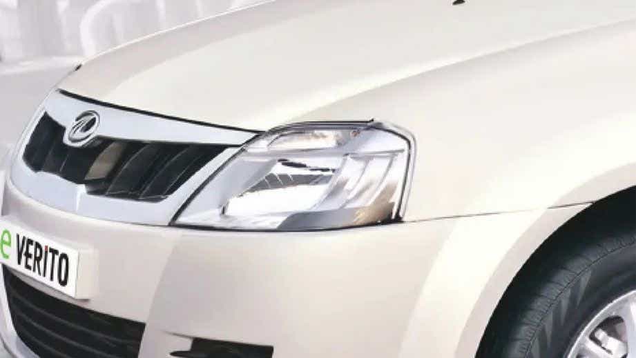 front bumper and headlight of a Mahindra E Verito