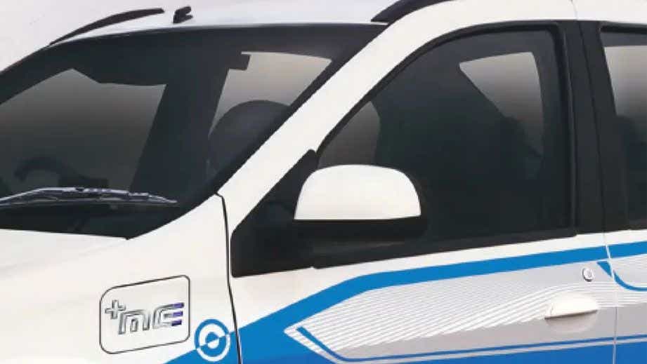 Front-side view of a Mahindra E Verito