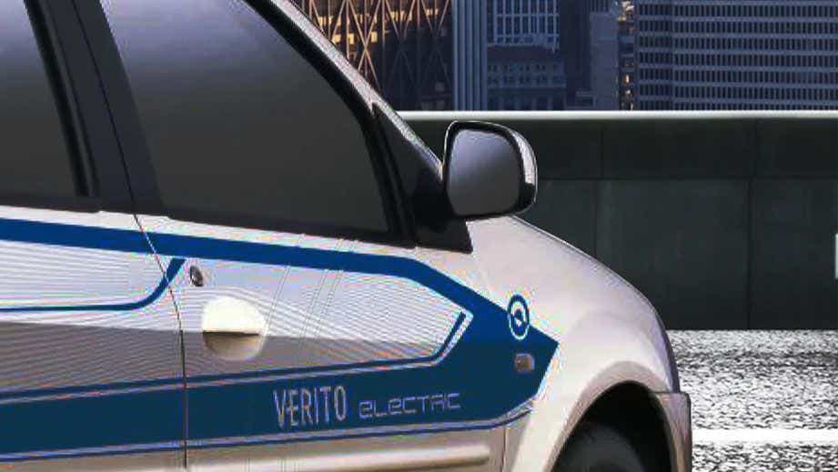 Front-side view of a Mahindra E Verito
